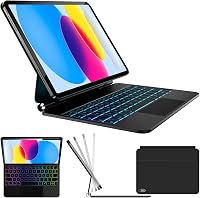 Nuflaz iPad 10 (2022) & iPad 11 A16 (2025) Billentyűzetes Tok - QWERTZ Német Kiosztás, Mágneses Lebegő Dizájn, Érintőpad, RGB Háttérvilágítá 1