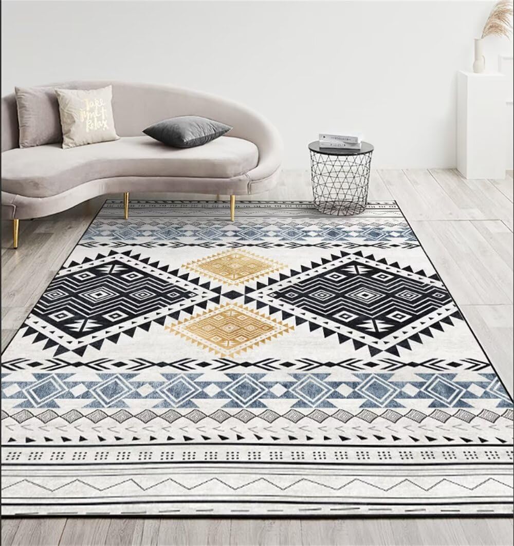Tapis de sol traditionnel durable aux finitions géométriques