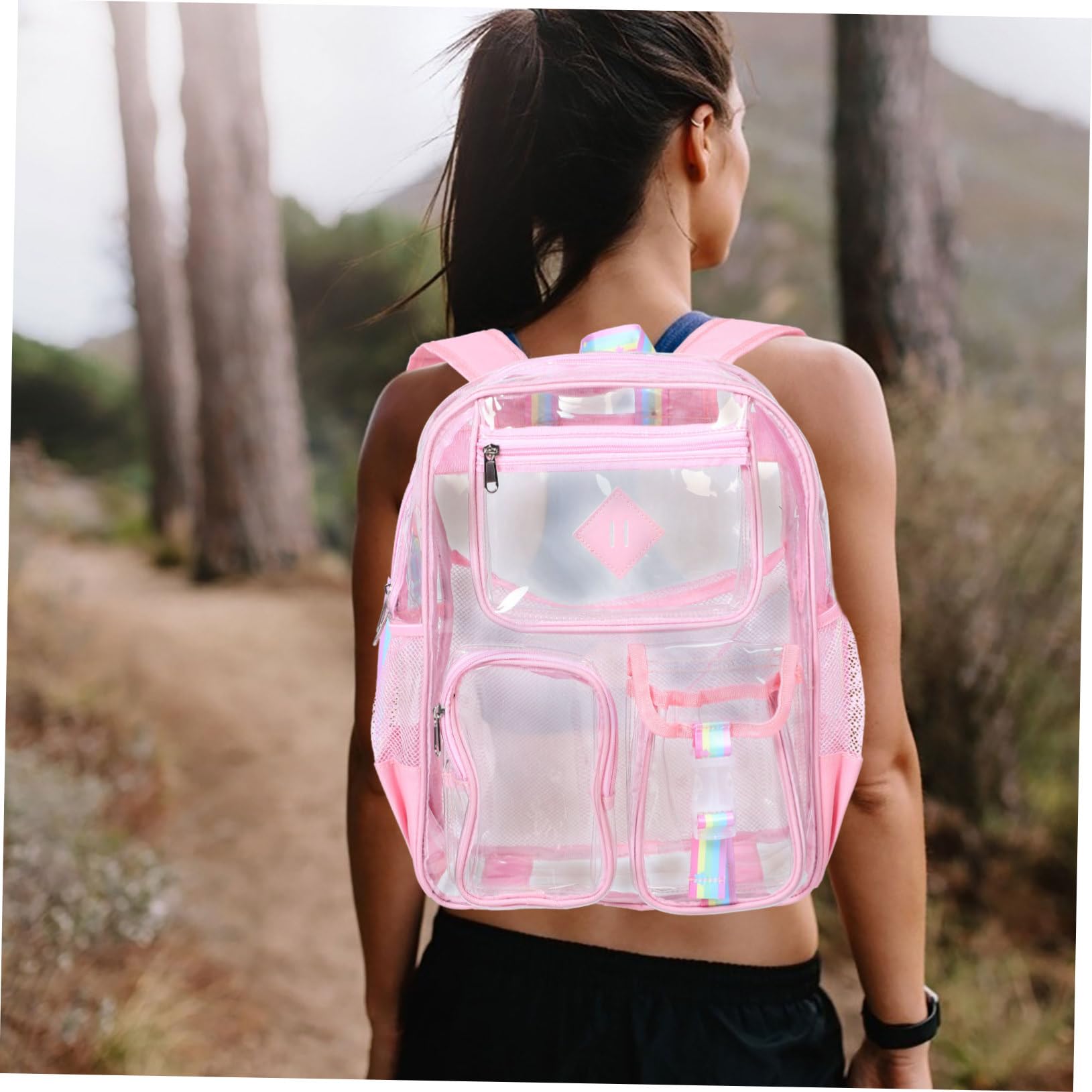 POPETPOP Zaino Trasparente in Pvc con Grande Capacità per Concerti e Uso Quotidiano, Zaino Leggero e Resistente per Eventi e Viaggi