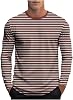 Camiseta de manga larga a rayas para hombre, cuello redondo, casual, de otoño 1