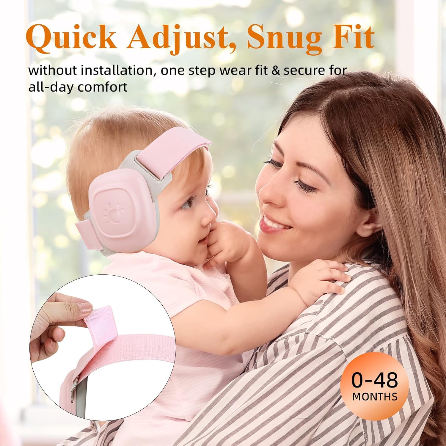 BEBOAN Baby Ear Protection for Infants & Toddlers(0–48 Months), 25dB Noise Cancelling Headphones for Airplane Travel - Improve Sleep - Party, CE & ANSI Certified, Soft Adjustable & Comfortable, Pink