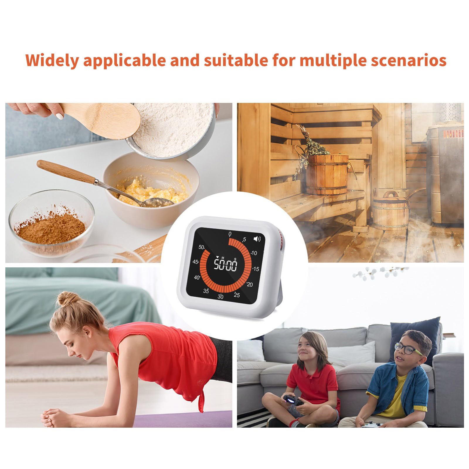 Temporizador digital multiuso, función de cuenta regresiva, instrumento de cronometraje, brillo seleccionable para tareas escolares y de cocina, temporizador de alarma silencioso