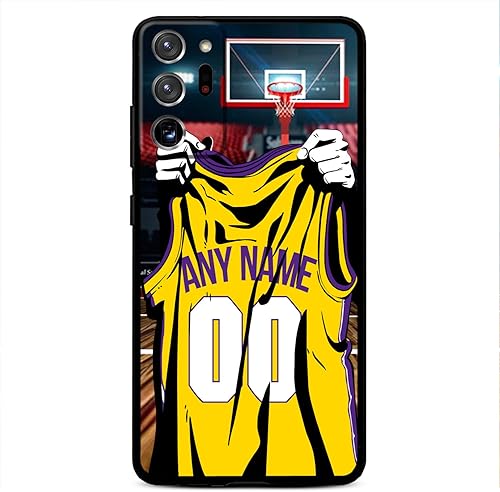 Nombre y número personalizados, camiseta de baloncesto de Los Ángeles, funda de silicona líquida para Samsung Galaxy Note 2020 Ultra 10 Pro Note 9