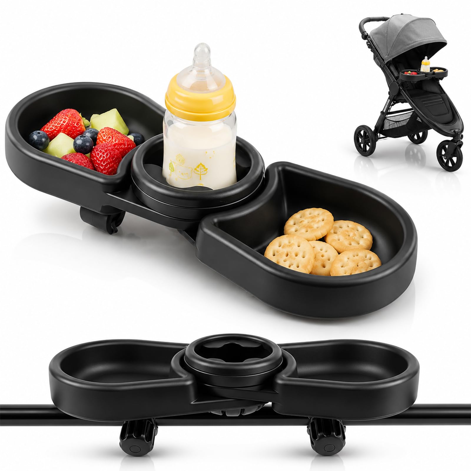 Amazon.com: Snack Tray Compatible with Baby Jogger City Mini GT2 – 3-in-1 Stroller Snack Tray Attachment with Deep Cup Holders, Easy Installation, Fits Inward-Curved Handlebars