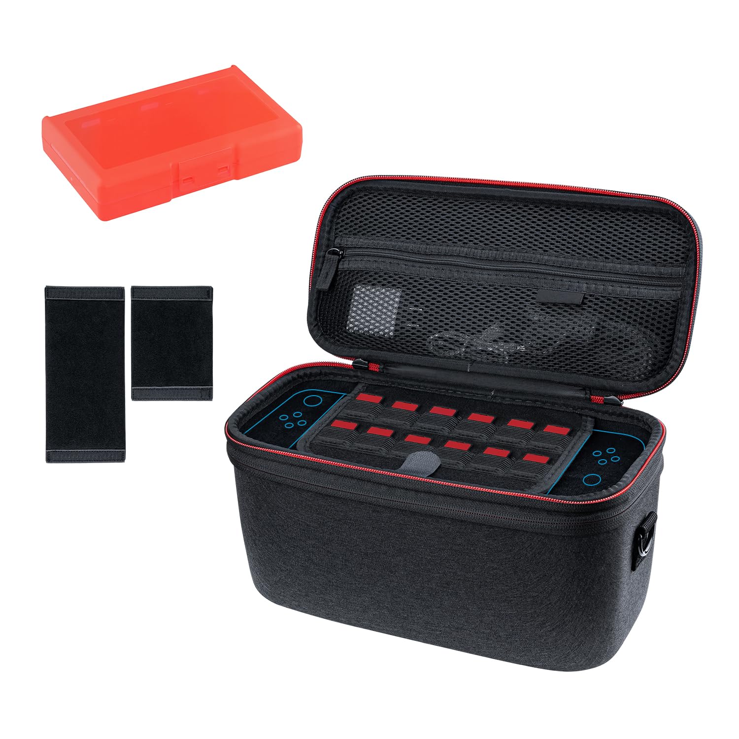 Mcbazel Dwuwarstwowa torba ochronna wodoodporna twarda obudowa do konsoli NS Switch 2, kontrolera, gamepada, bazy ładującej i akcesoriów z 24 kartami do gry - ciemnoszary