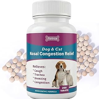 Dog and Cat Nasal Congestion Relief - Helps Relieve Sneezing, Trachea, Runny Nose & Nasal Congestion | Easy-to-Administer Tablets (200 ct)