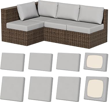 8Pcs Outdoor Cushion Covers, Stretch Patio Furniture Couch Chair Slipcovers