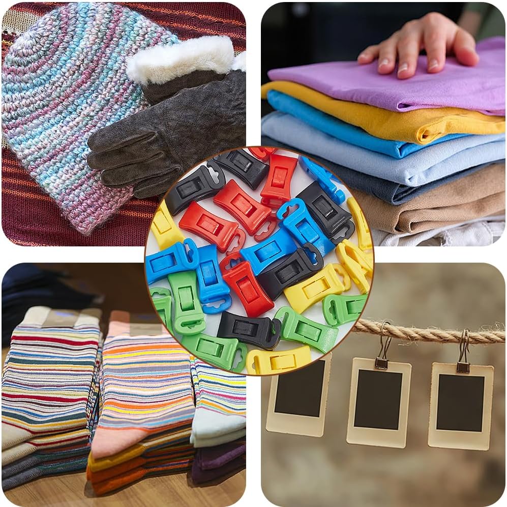 CREATCABIN 25Pcs 5Colors Sock Clips Multicolor Sock Holder Laundry Clips Non Slip Plastic Clothes Pins Multi Function Hanger Clips for Dryer Drawer Hang Sock Food Package Hat 1x0.5Inch