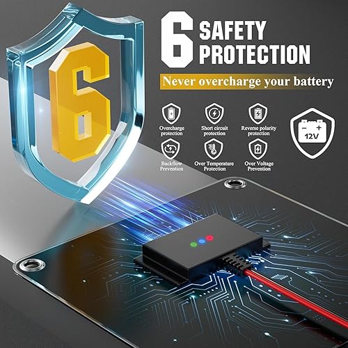 Miniatura 5 de Cargador y mantenedor de batería solar de coche de 12 voltios y 10 W, cargador de goteo de panel solar, con clip de cocodrilo y adaptador de enchufe