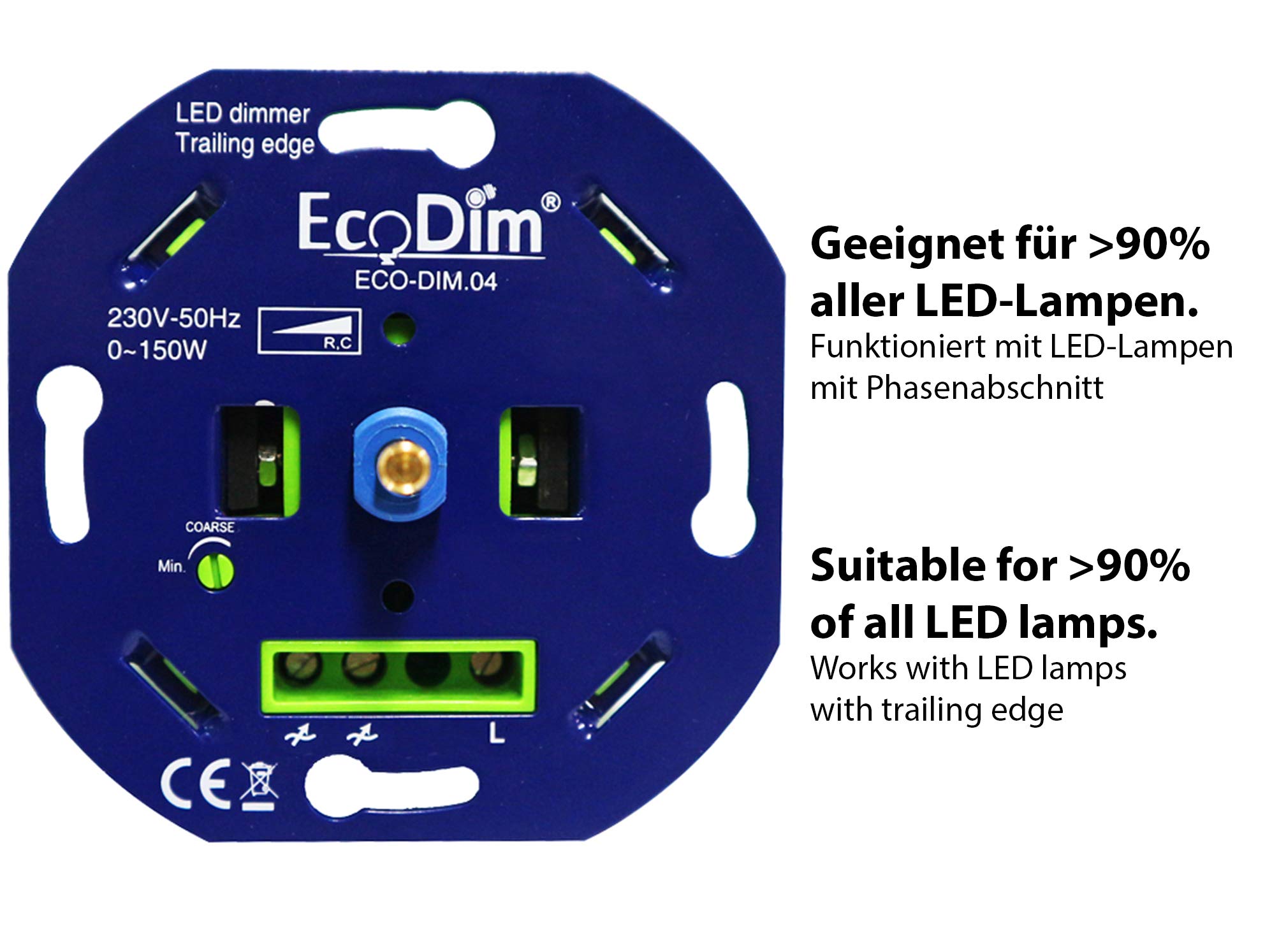 Basic Led Dimmer 230 V Built In Phase Control 0 150 W Push Pull Switch Rotary Dimmer For Led Lamps 100 Silent Ecodim Amazon Co Uk Diy Tools