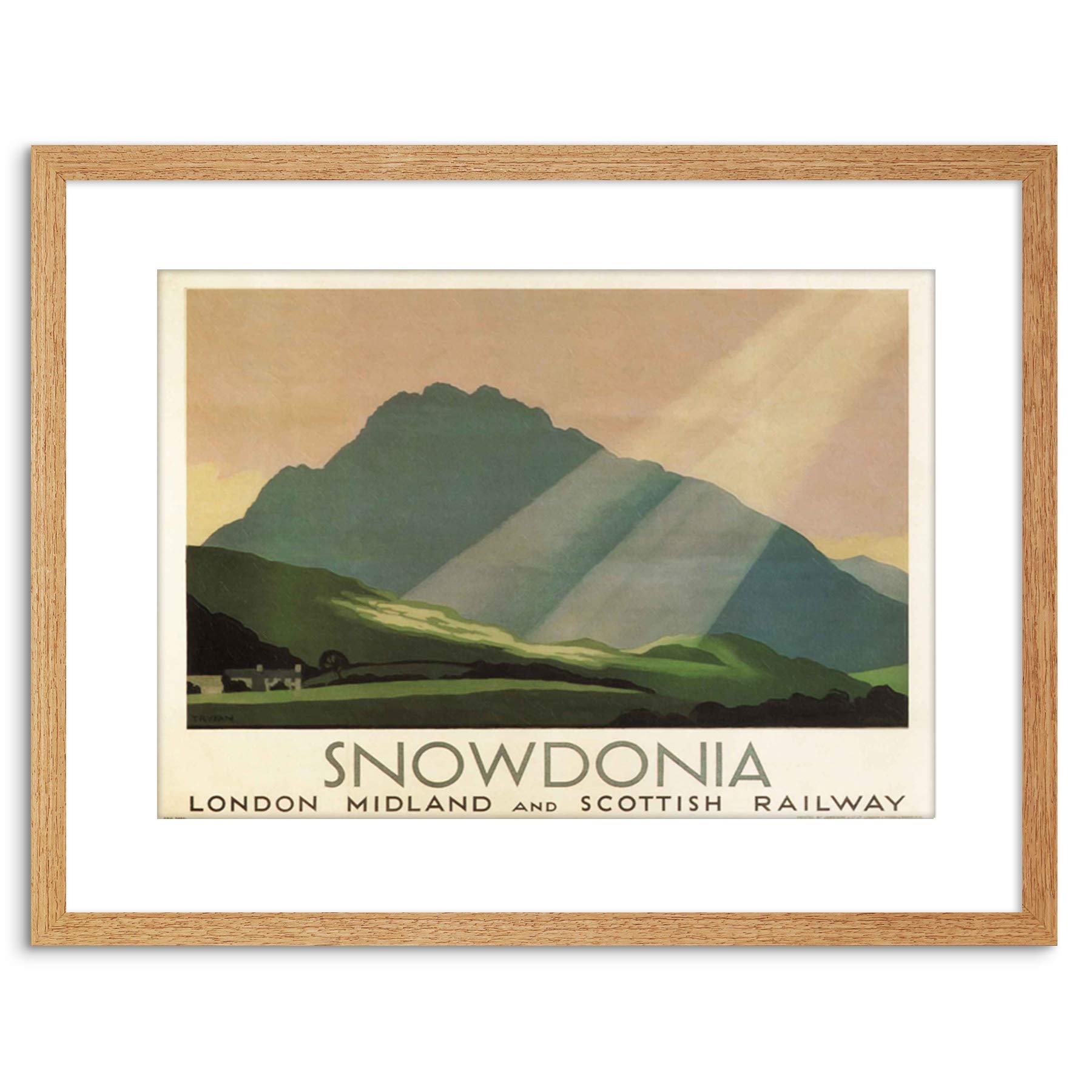 Wee Blue Coo TRAVEL AD RAILWAY RAIL SNOWDONIA WALES MOUNTAIN SUN FRAMED PRINT F97X6885