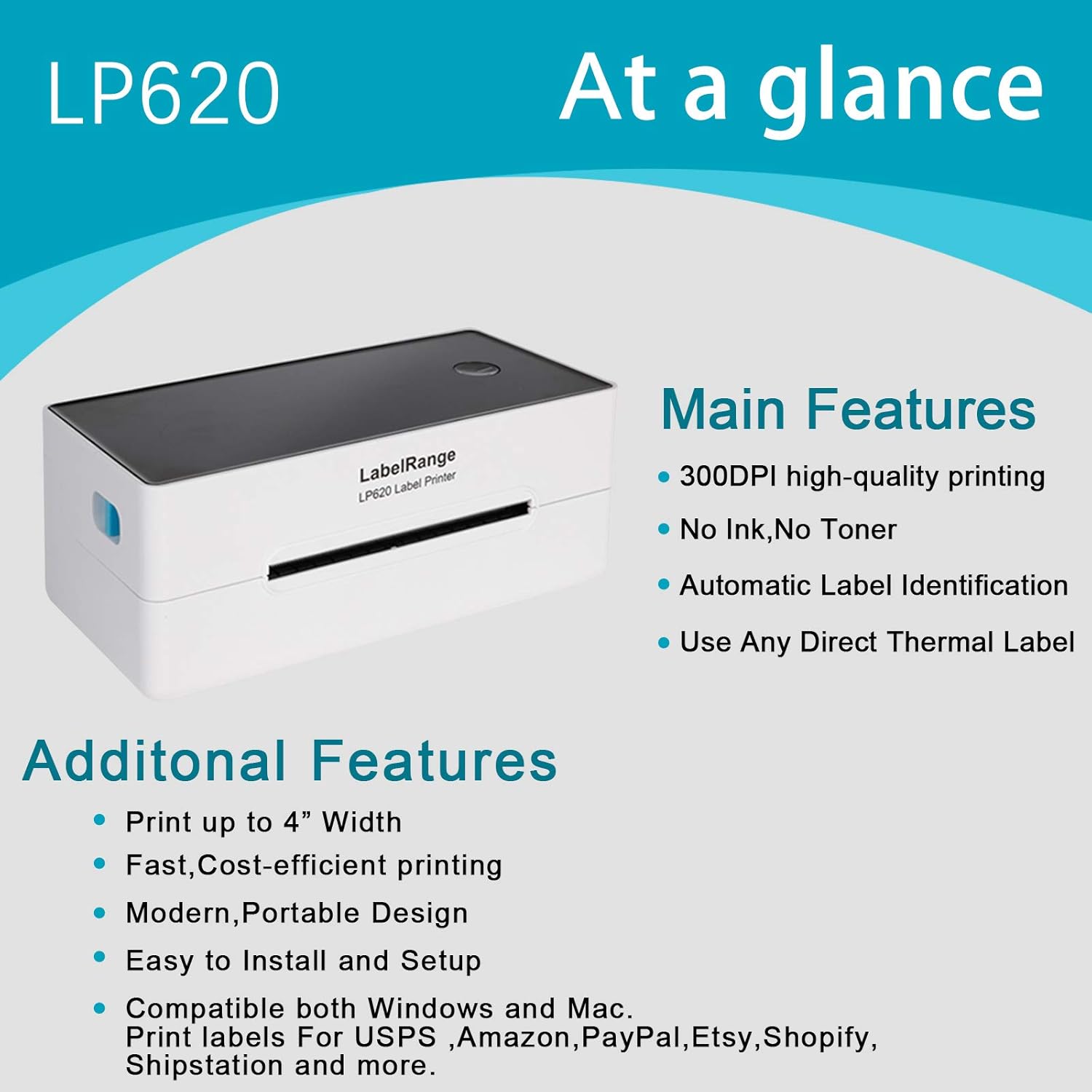 Hottest Sale LabelRange Shipping Label Printer - 300DPI Commercial Grade Direct Thermal Label Printer - Great for Barcodes,Labels,Mailing,Shipping and More - 4x6 Printer