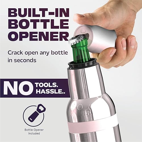 Miniatura 12 de Asobu Frosty Beer 2 Go Enfriador de botellas y latas de cerveza de acero inoxidable de doble pared con aislamiento al vacío y destapador de cerveza