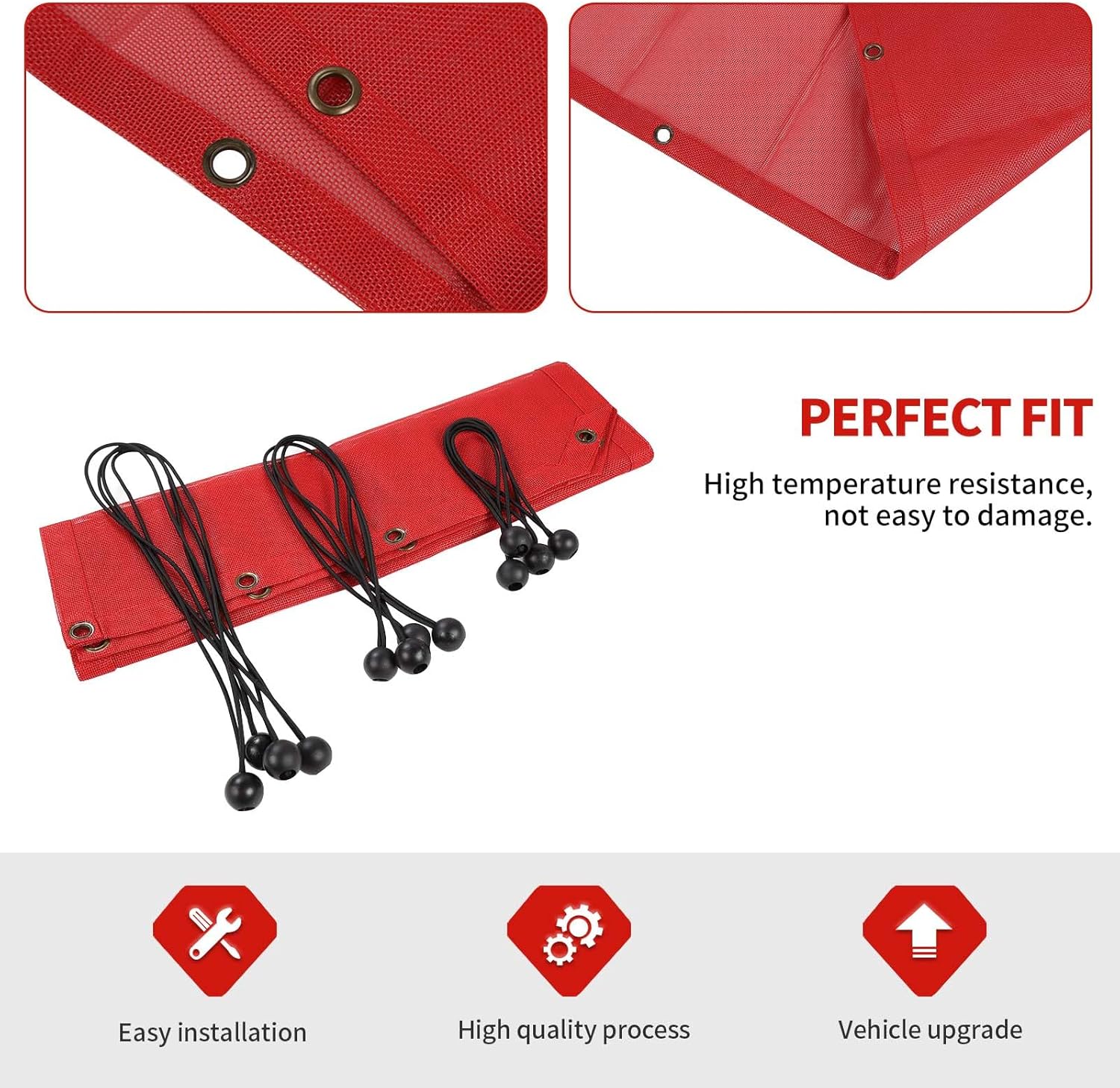 Jimen Roof Sun Shade for JL JT, Front Bikini top Mesh Sunshade Fit for Jeep Wrangler JL JLU Gladiator JT 2 Door & 4 Door 2018-2023 (Red)