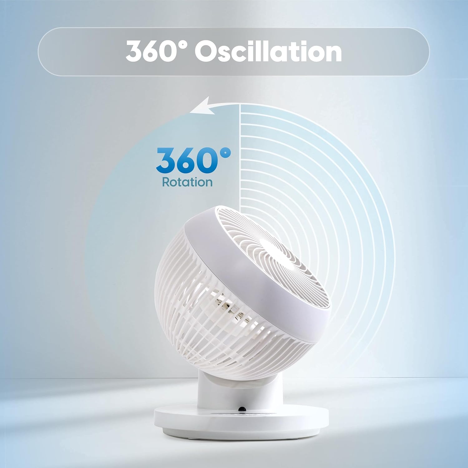 IRIS USA WOOZOO Air Circulator Fan with Remote, 360° Oscillation, 3 Speeds, 52ft Max Air Distance, Quiet Motor, Small Fan for Bedroom, Office, Dorm, White - Image 3