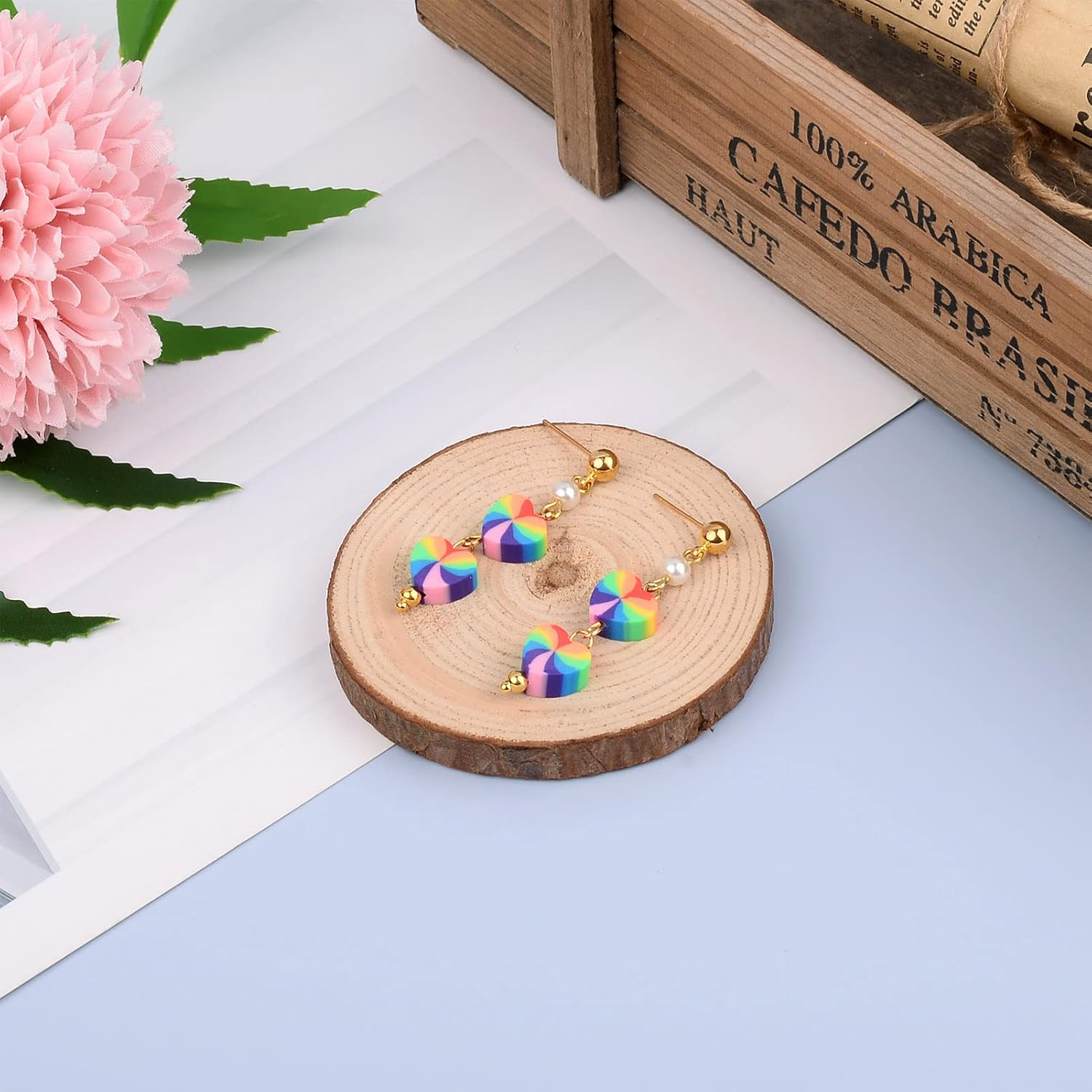 Craftdady 240pcs Colorful Heart Flower Star Spacer Beads Handmade Polymer Clay Loose Beads for DIY Jewelry Crafts Bracelets Necklaces Earrings Making, 8 Styles