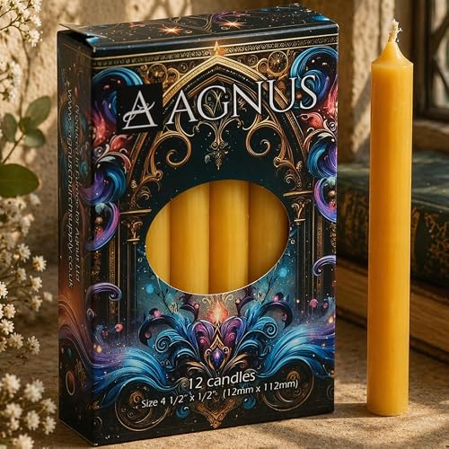 Image of 12 Yellow Success Magic Spell Candles - Success Candles 12cm Spell Candles 4.5" 100% Natural Christingle Chime Pyramid Christmas Tree Candles – Dripless, Golden Flame – Clean,