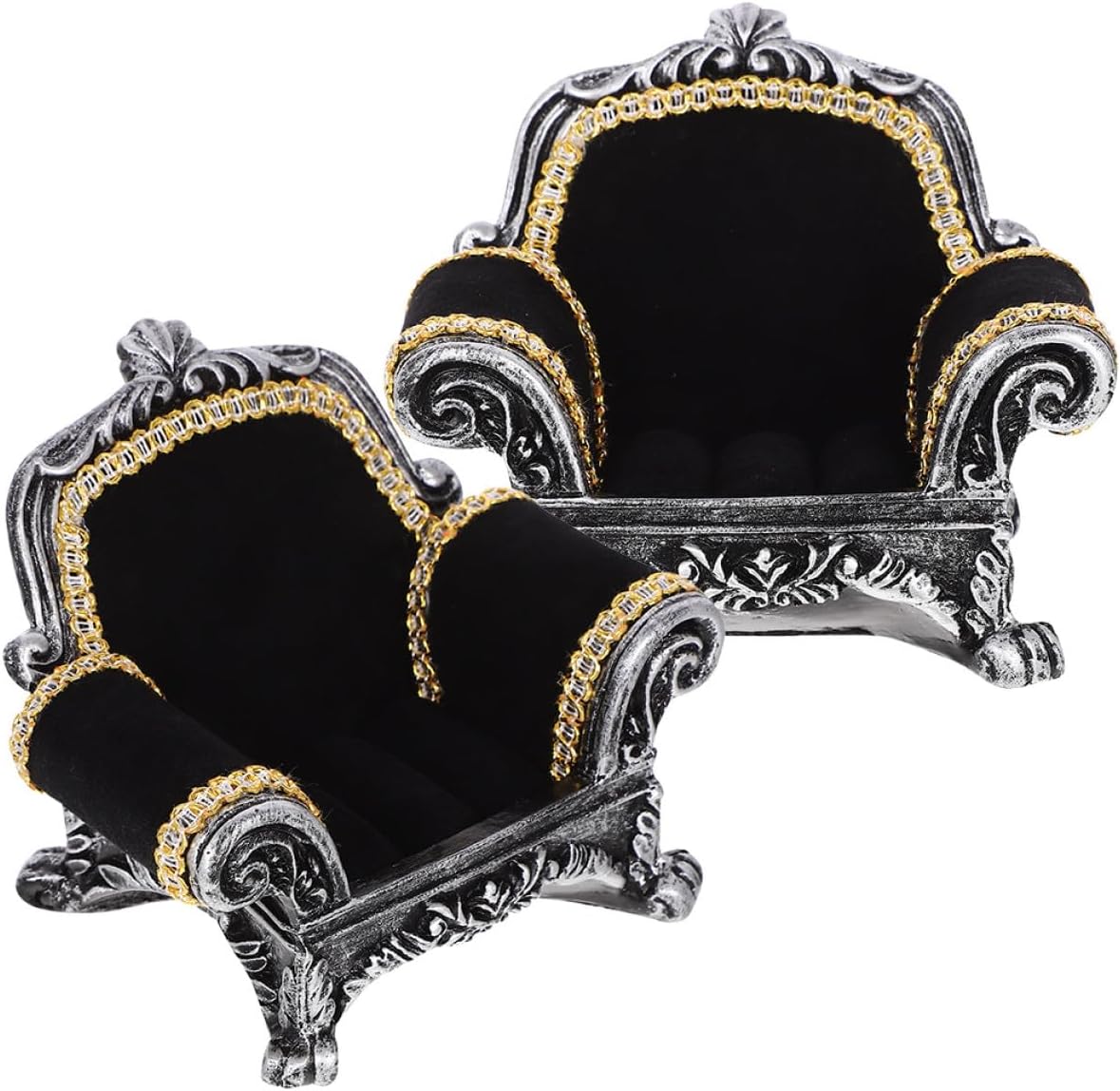 Cabilock 2pcs Compact Dark Sofa-shaped Ring Holder Stand and Earrings Display Stand Jewelry Organizer for Home and Retail Showcase