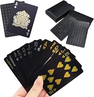 Diamant wasserdichte Schwarze Spielkarten, Coole Plastikspielkarten, wasserdichte Pokerkarten aus Kunststoff, Kartenspiel, Kartendeck für das Geschenkpartyspiel(Schwarz)