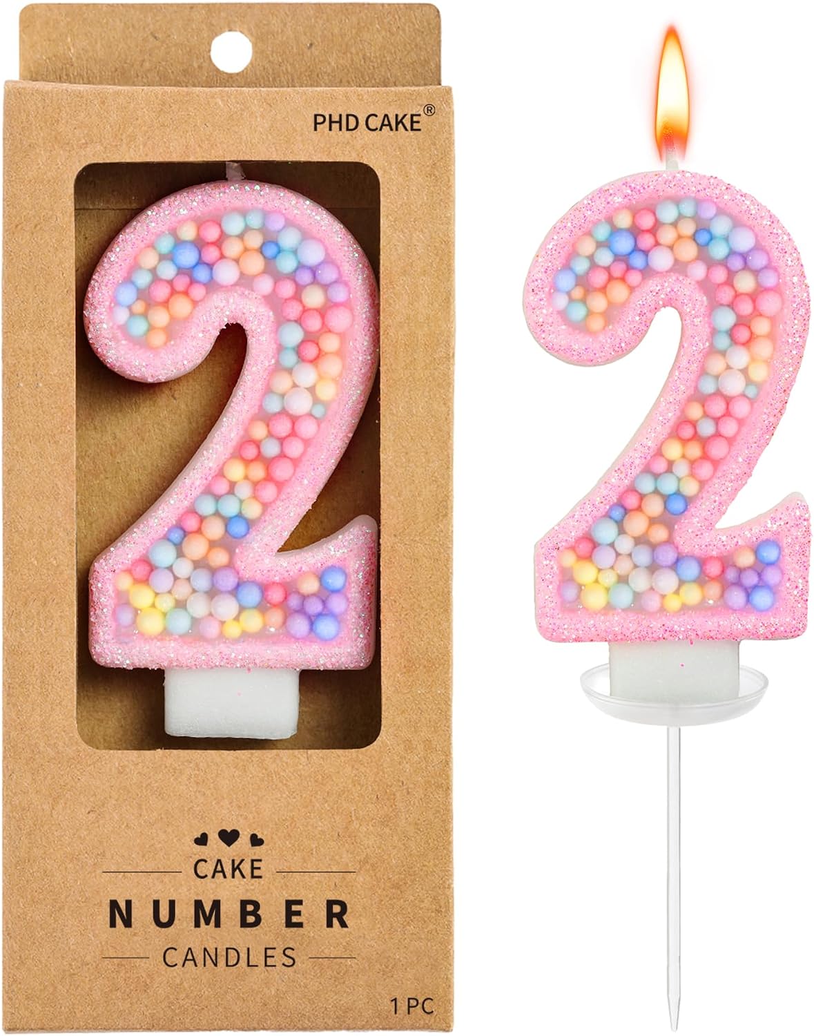 PHD CAKE Number 2 Pink Macaron Birthday Candles, Macaron Themed Number Candles, Cake Number Candles, Party Celebration