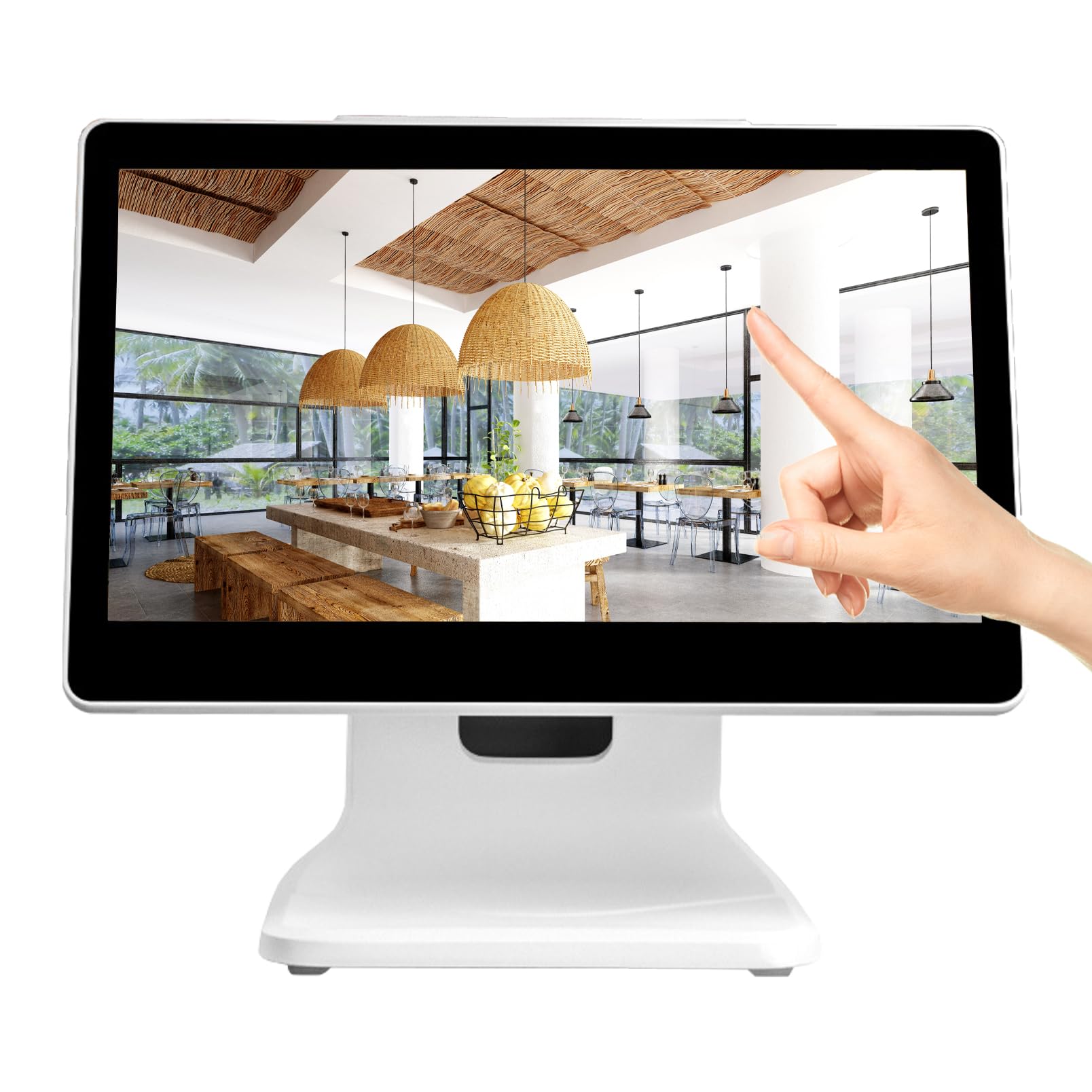 Caisse Enregistreuse Électronique 15.6in, Moniteur de Caisse LCD DC 4GB 64GB POS CPU N2930, Caisse Enregistreuse Commerciale pour Encaissement Simple Restaurants Vente Au Détail