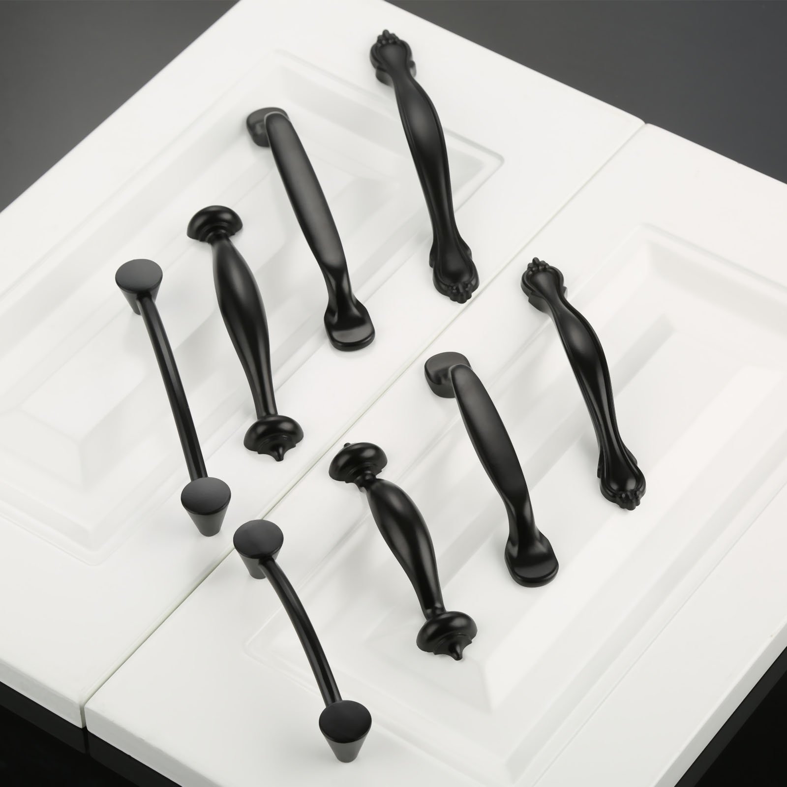 Moderne Minimalistische Schwarze Türgriffe für Küchenmöbel Und Schränke Aus Zinklegierung – 12 Stück (Stil A)