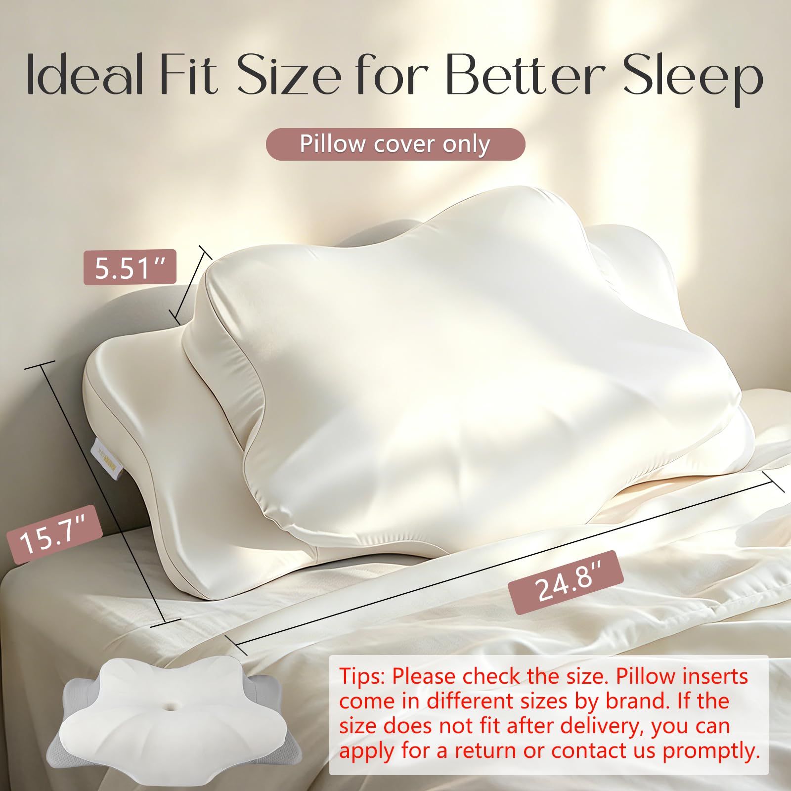 ZIMASILK 22 Momme Mulberry Silk Cervical Pillow Case, Ivory
