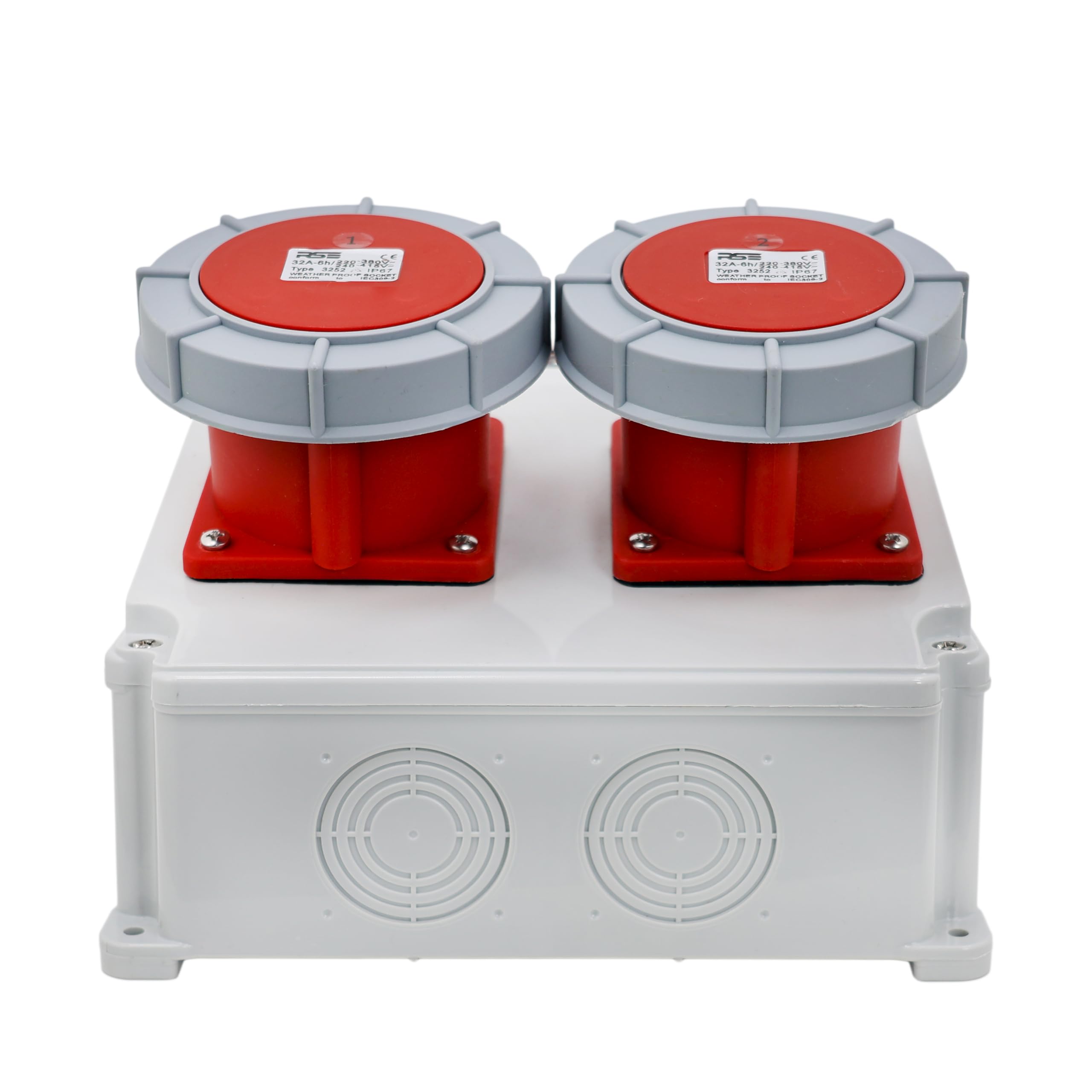 Distributore di corrente da cantiere da parete completamente cablato 32A 16A con presa CEE IP67, 9. 2X32A IP67 con RSE LS