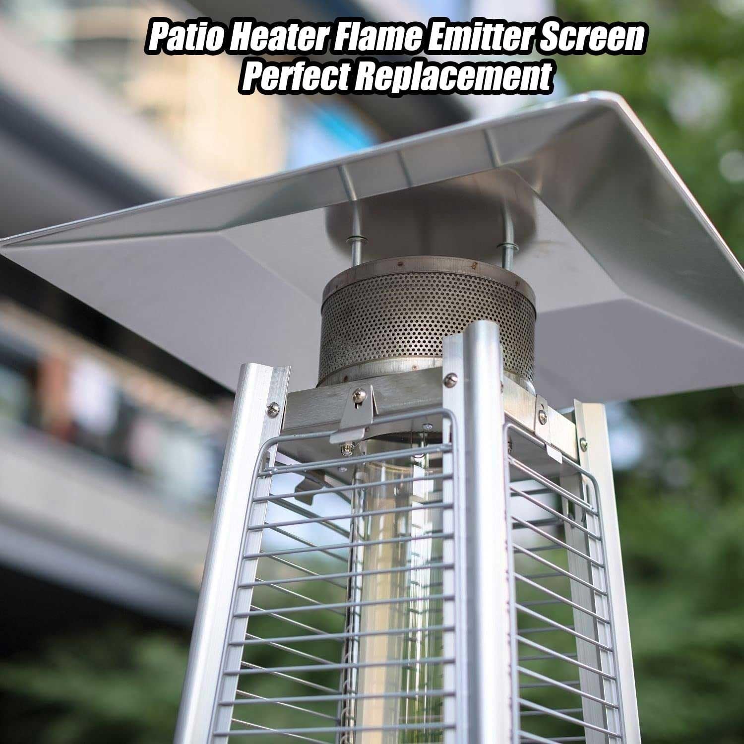 Bruciatore Per Stufa Da Patio Con Schermo E Base, 4 Lati A Piramide Parti Di Ricambio Per Riscaldatore Da Patio In Acciaio Inossidabile 304(Hole distance 10cm)