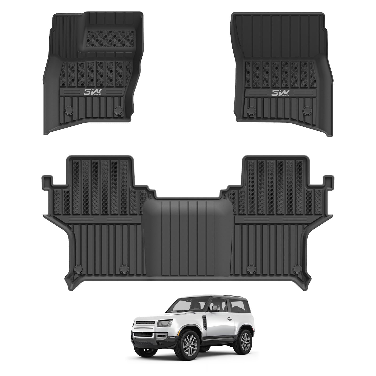 3W Dywaniki samochodowe do Land Rover Defender 90 L663 2020-2024, wykonane na zamówienie maty TPE, bezpieczne dla zwierząt, antypoślizgowe, bezwonne, wodoodporne, łatwe do czyszczenia, akcesoria