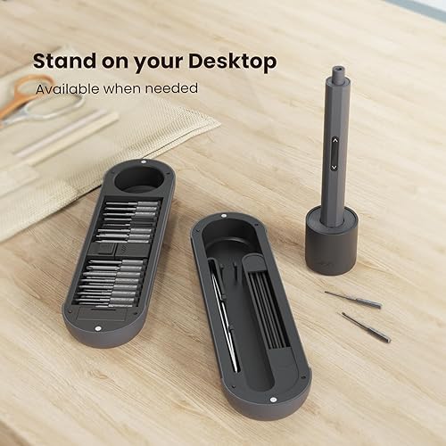 Miniatura 7 de JIMIHOME Juego de destornilladores eléctricos, destornillador de precisión eléctrico inalámbrico con 30 puntas extra largas S2, 34 en 1 con base de