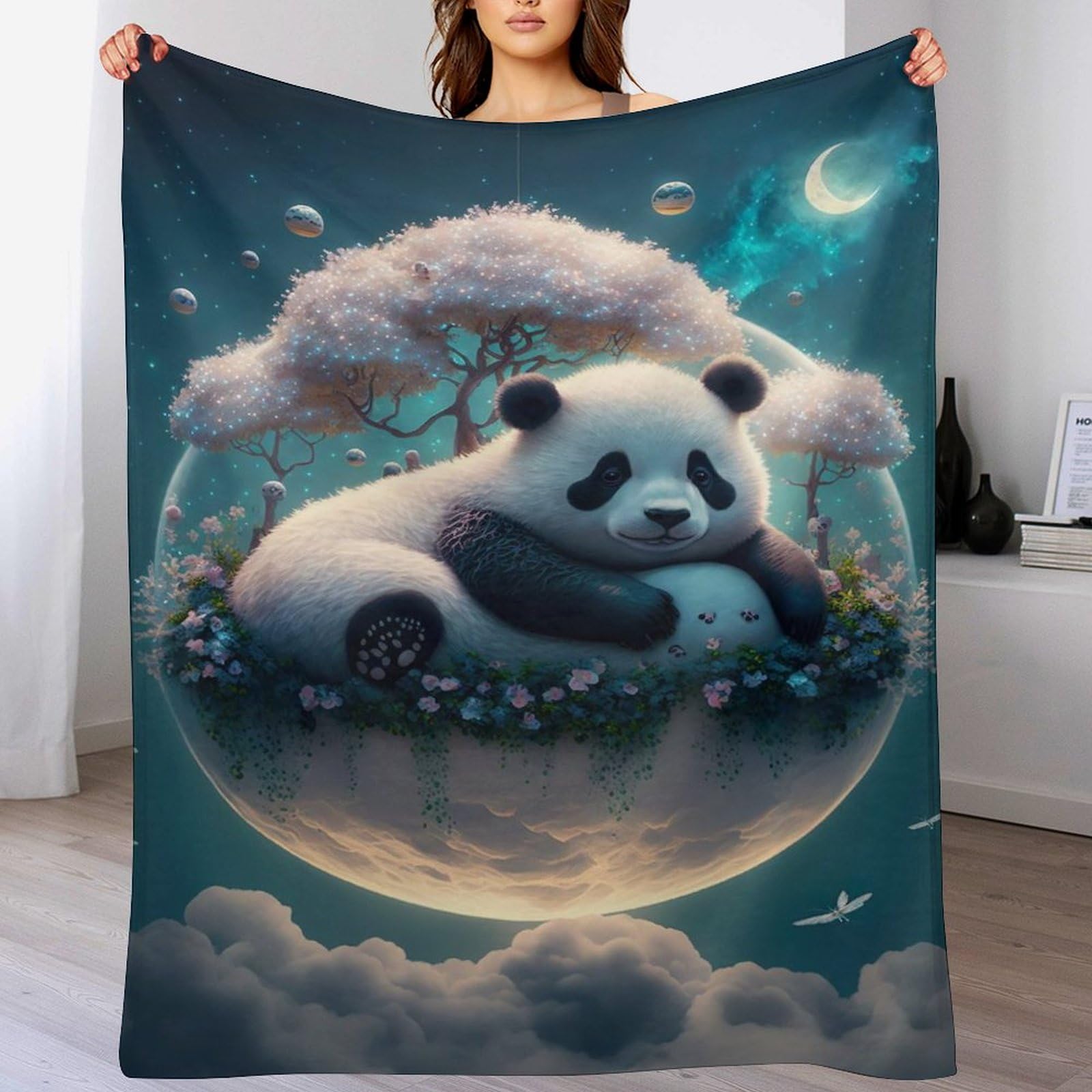Couverture canapé Majestic Panda en flannel douce et moelleuse pour un confort haut de gamme