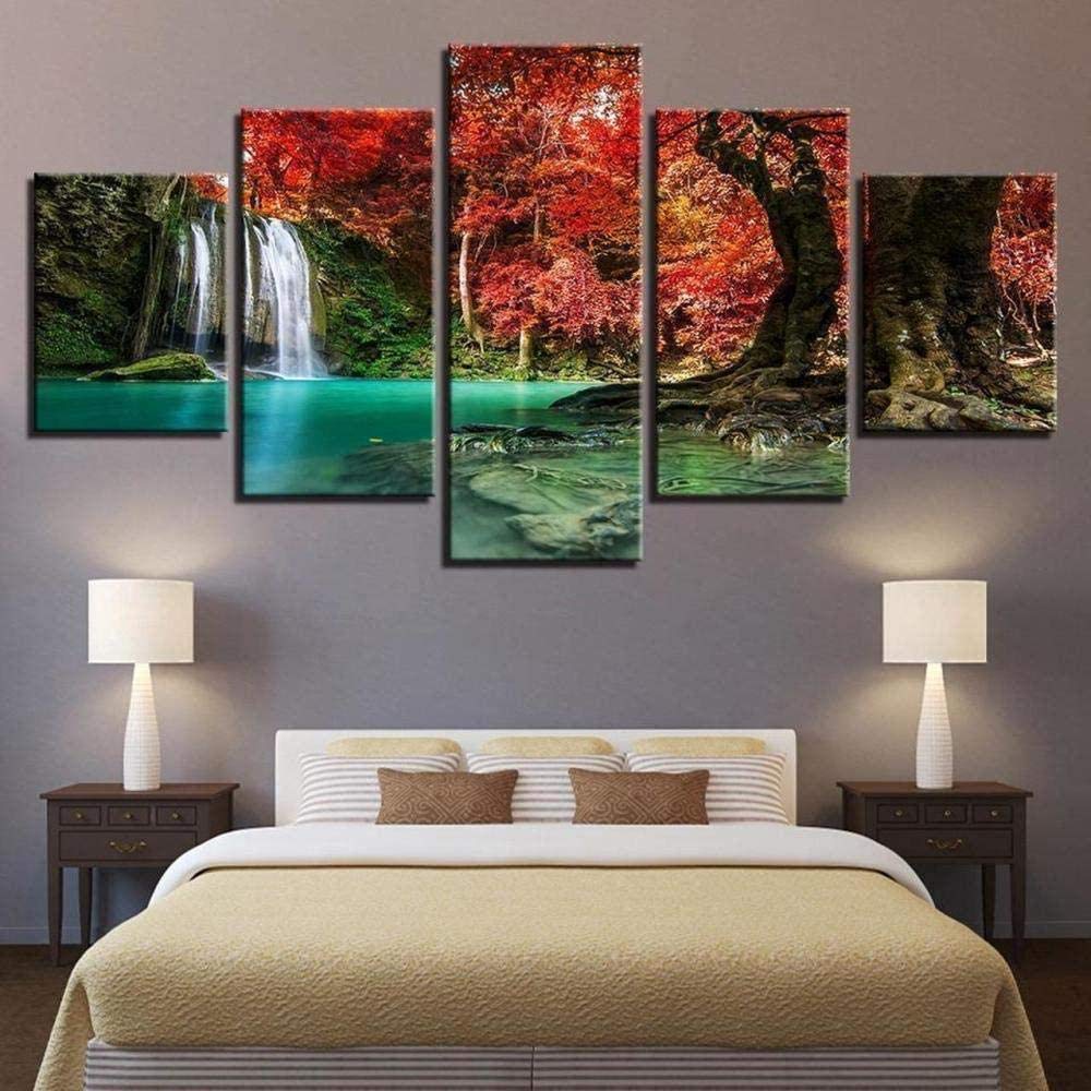 QQYYYT 5 pieces of table decoration mangrove natural canvas print 5 pieces of living room apartment ready to hang