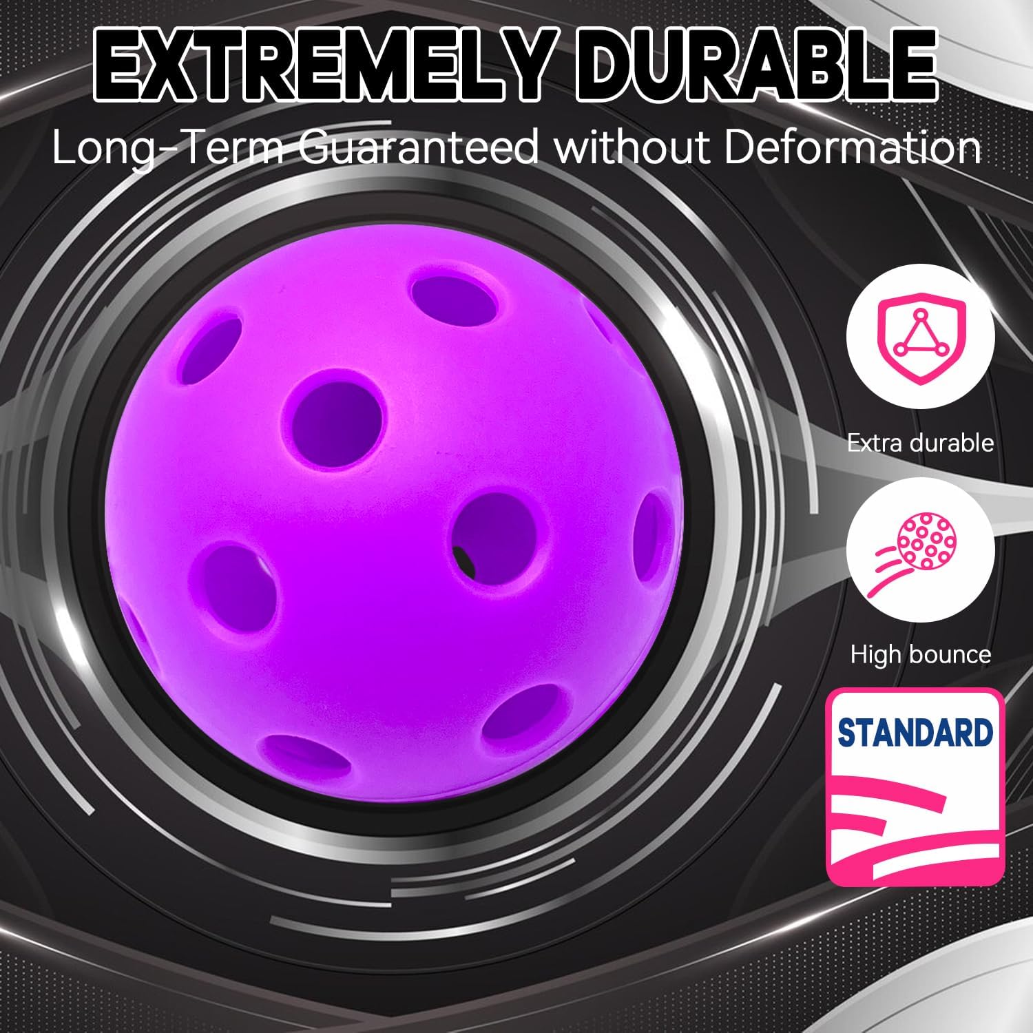 Pickleball Balls, 26 Holes Outdoor Pickleballs, High Elasticity & Durable Pickle Balls for All Style Pickleball Paddles Indoor Pickleballs