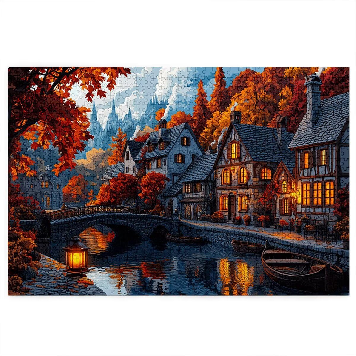 Puzzle 4000 elementów, dla dorosłych, małe miasteczka, 4000 elementów, drewniane puzzle dla dorosłych, trudna łamigłówka, gra logiczna dla całej rodziny, drewniane puzzle do dekoracji salonu, na