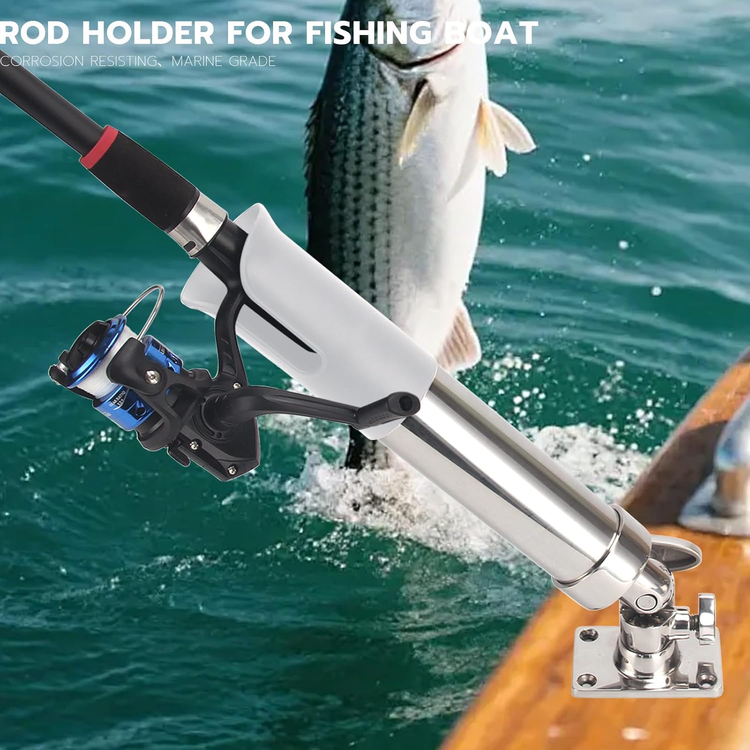 2-Pack Stainless Steel Fishing Rod Holder | 360° Rotating Deck Mount | 1.8" Rod Compatibility | Trolling Rod Holder for Boats, Yachts & Kayaks