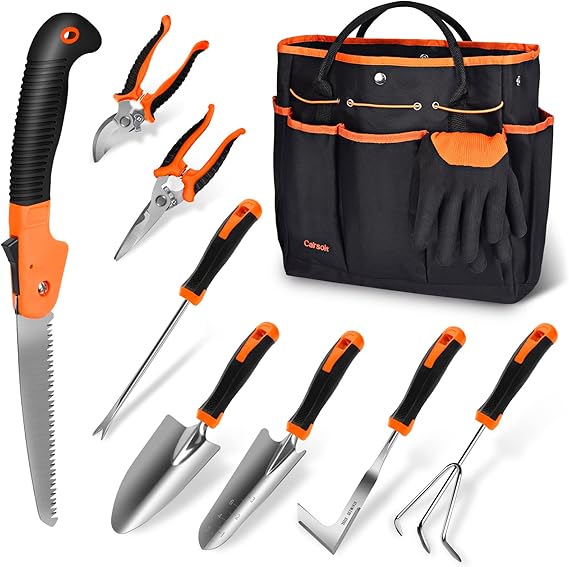Garden Tools Set, Carsolt 10 Piece Stainless Steel Heavy