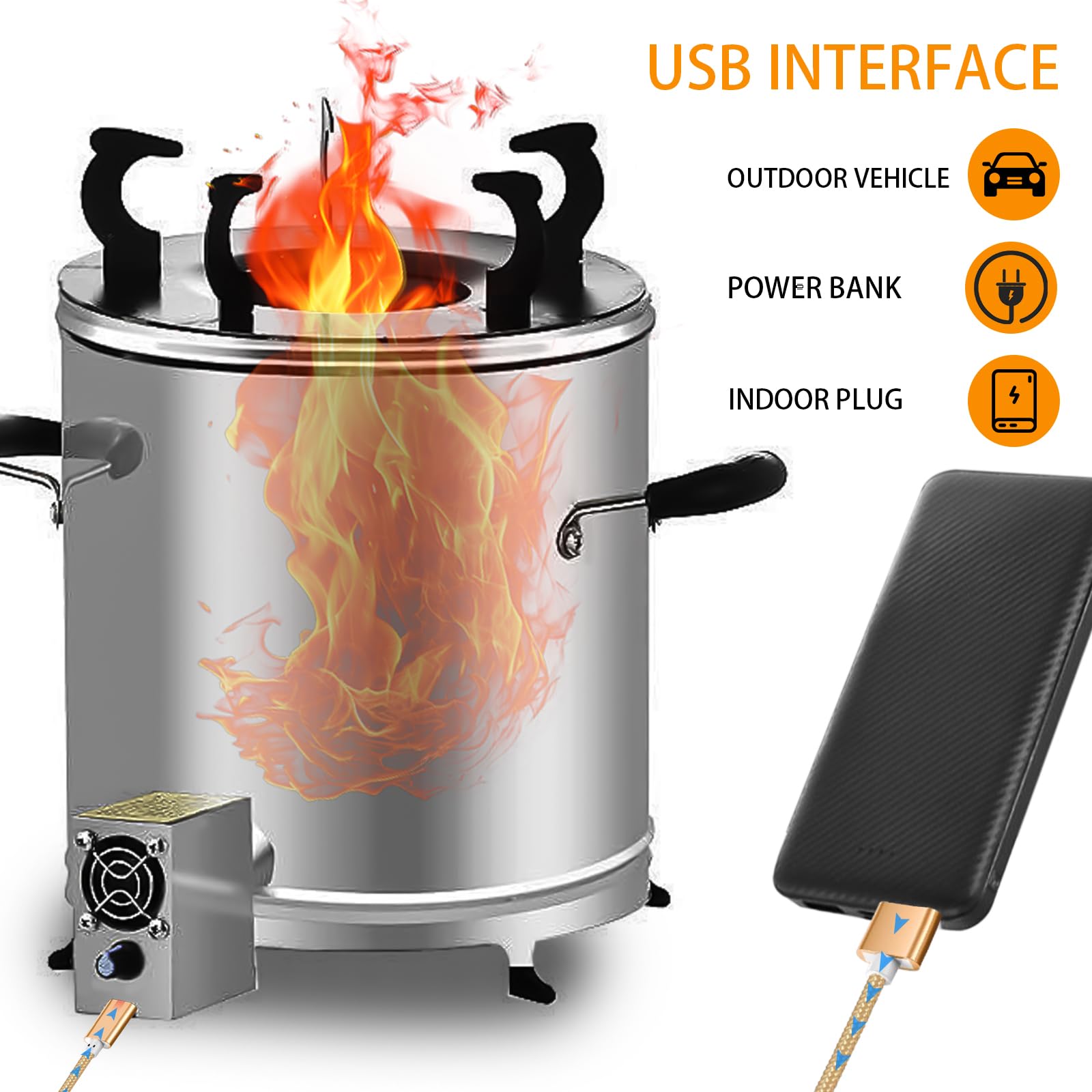 Tragbarer Holzofen Campingherde Edelstahl Holzkocher Zeltofen Gartenofen Outdoor Kochen Tent Stove Zeltheizung für Camping im Zelt und Gartenaktivitäten