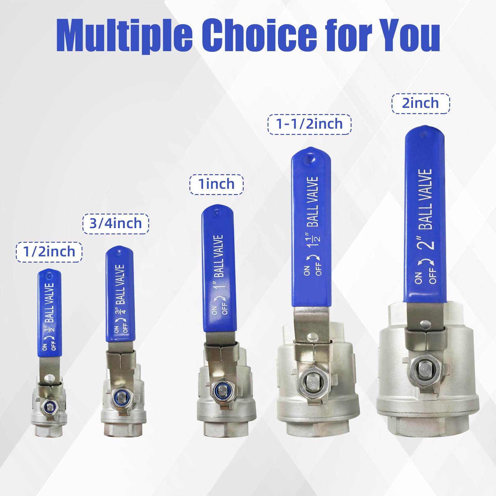 Paquete de 2 válvulas de bola NPT hembra de acero inoxidable 304 de 2 pulgadas, válvula de bola de puerto completo, válvula de cierre de 2 pulgadas para agua, aceite y gas con dispositivo de bloqueo,