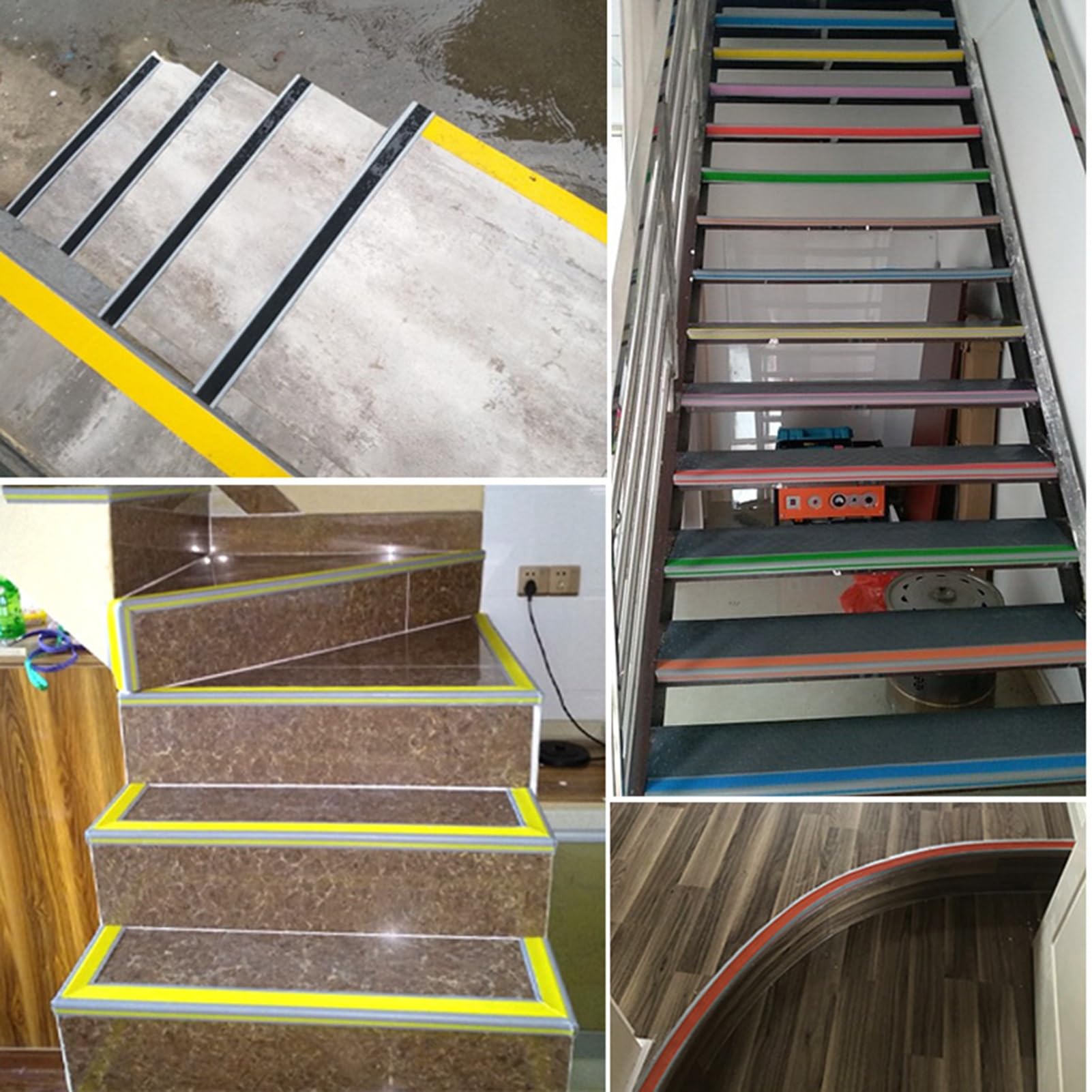 Tira de Umbral Protector de Borde de Escalera Antideslizante, Borde de Escalera para Exterior e Interior, Tira de Protección de Esquina Autoadhesiva, para Escaleras con Baldosas de Cerámica y Escalone