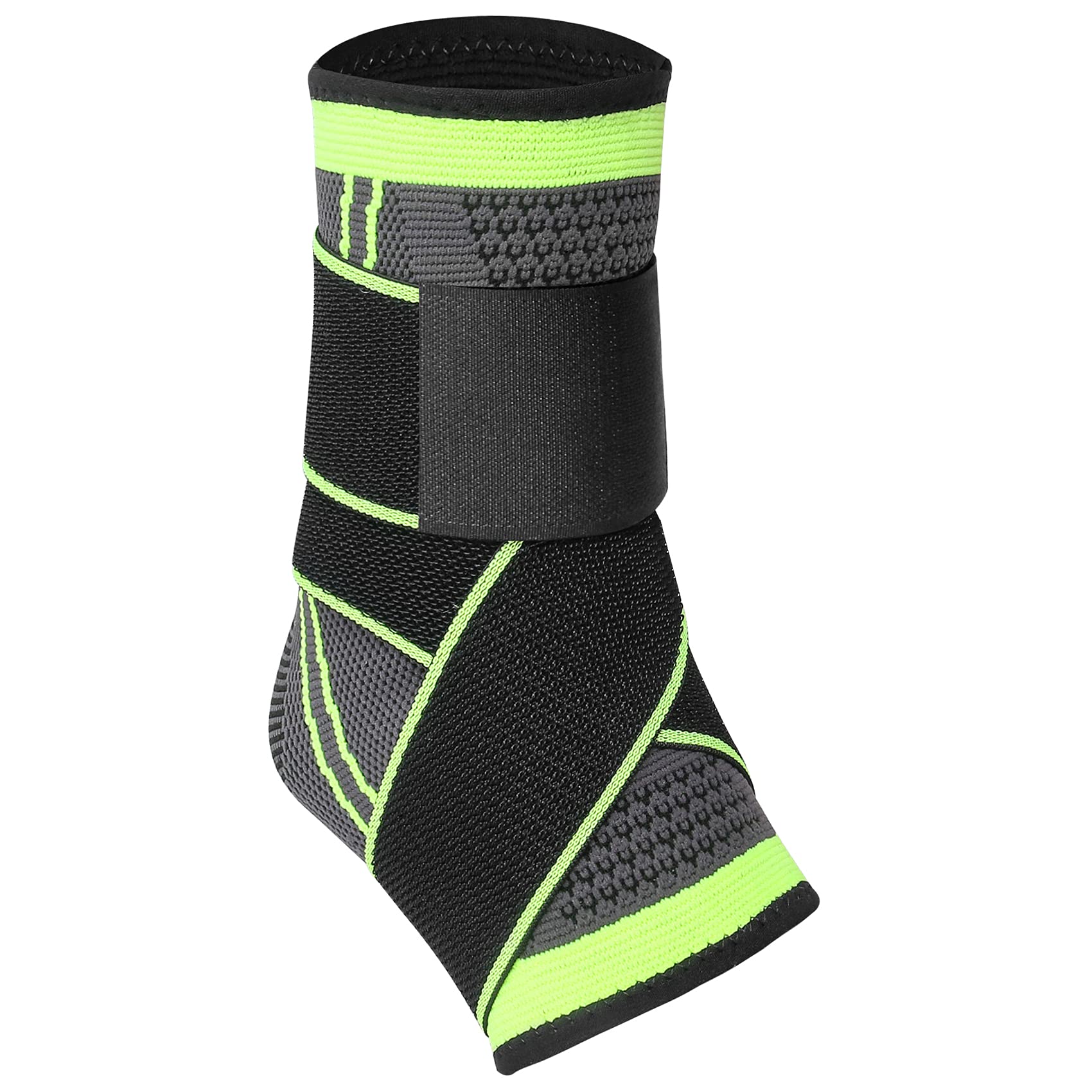 Tobillera de compresión, tobillera ajustable y soporte de arco para hombres y mujeres, tendón de Aquiles, fascitis plantar, recuperación de esguince de tobillo, correr, ejercicio (talla M)