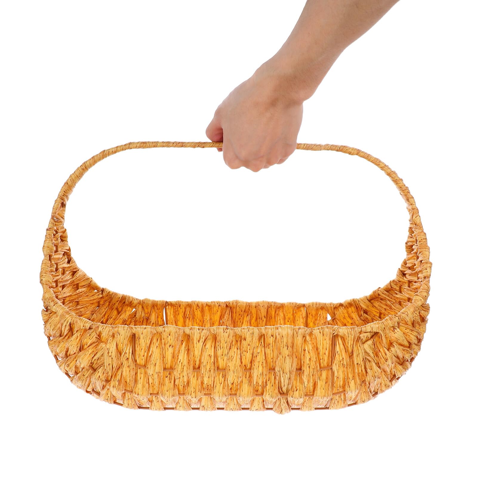 Cestino Multiuso Intrecciato in Materiale Plastico Resistente Portatile per Picnic Raccolta Frutta e Verdura Organizzatore per Giardino e Decorazioni Piccola Riutilizzabile