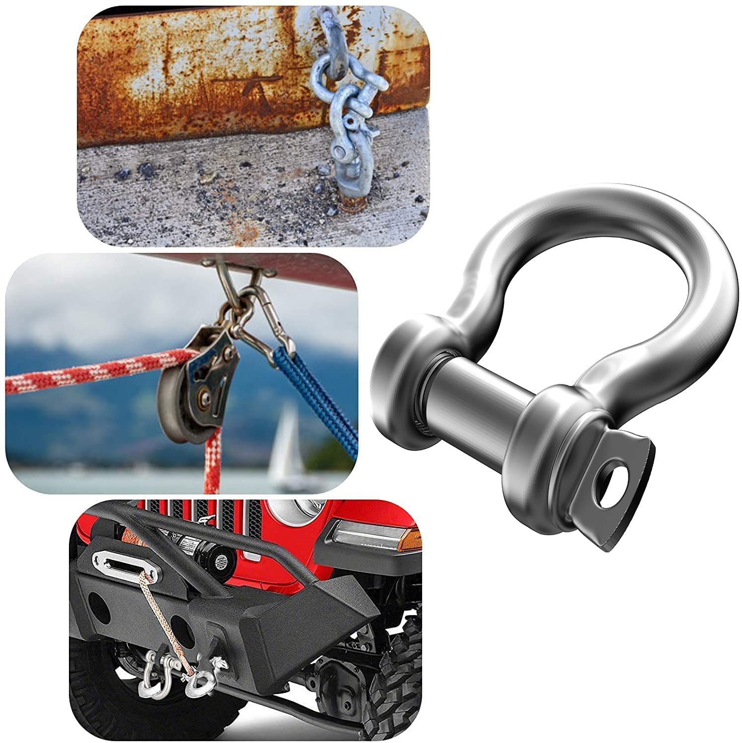 2 Pcs 12mm Screw Pin Anchor Shackle 1/2 Inch 304 Stainless Steel Shackle for Rigging, Chains Wirerope Lifting.: Industrial & Scientific