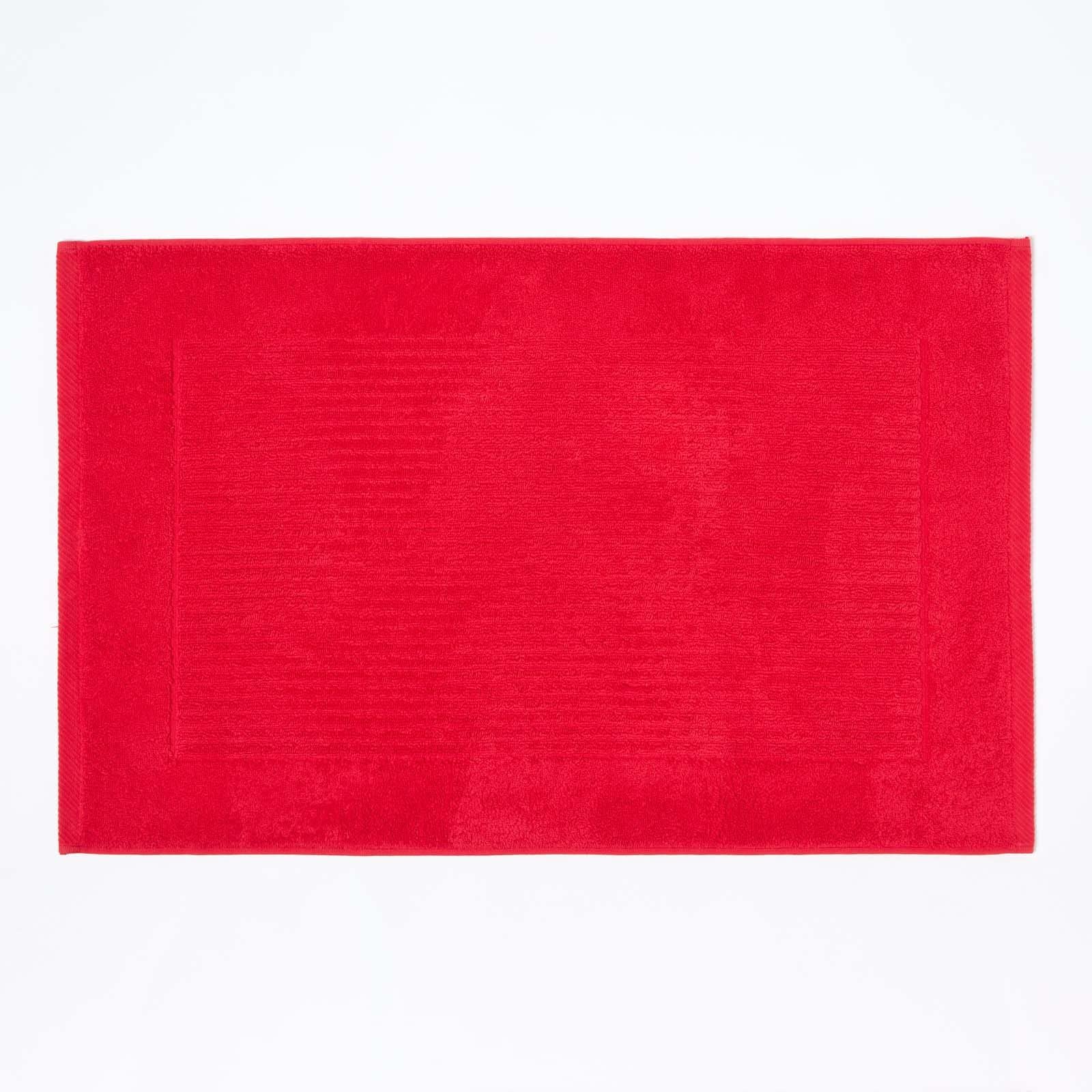 HOMESCAPES Imperial Plain Red Bath Mat 50 x 80 cm - Super Soft Bathroom Mat - 100% Turkish Cotton Shower Mat
