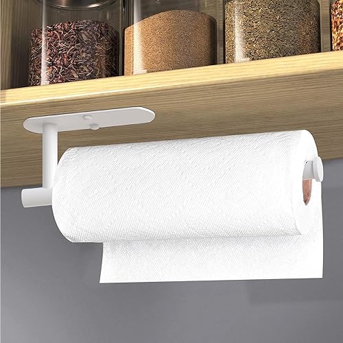 Miniatura 3 de VAEHOLD Soporte autoadhesivo para toallas de papel debajo del gabinete, soporte de rollo de papel montado en la pared para cocina, baño, pared,