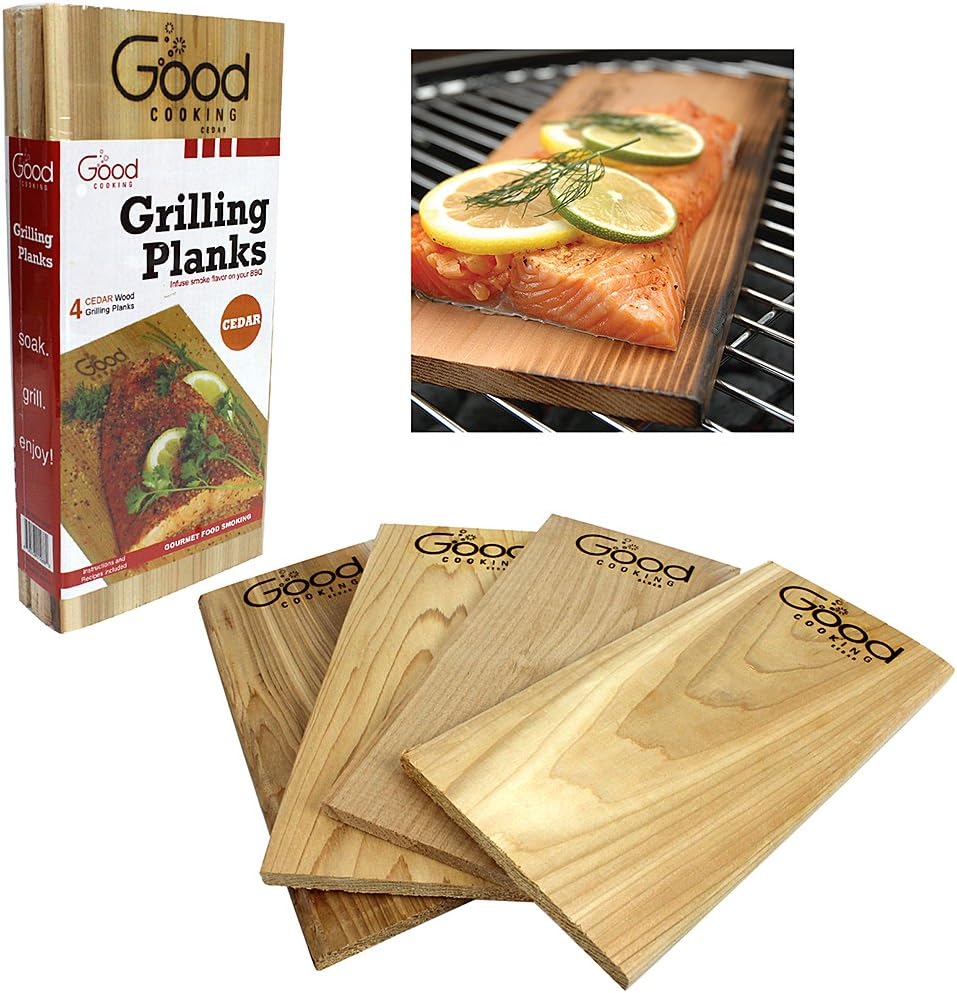 Good Cooking Grilling Planks 4 Pack Cedar with Recipe