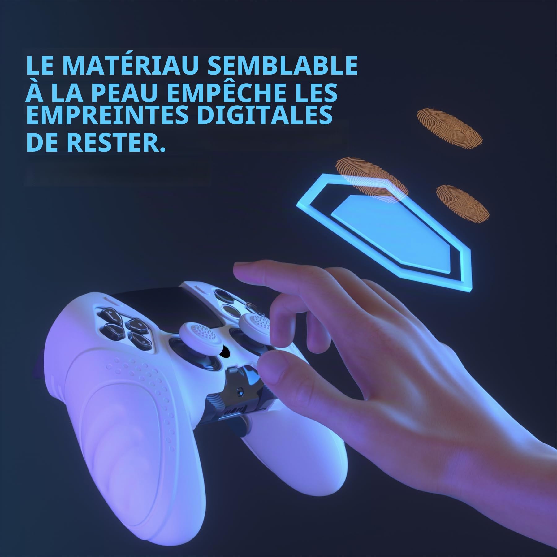 PlayVital Protection Manette pour ps5 Edge Coque Silicone avec Capuchon Joystick,Housse pour ps5 Edge Controller Protège Accessoires-Blanc，Guardian Edition