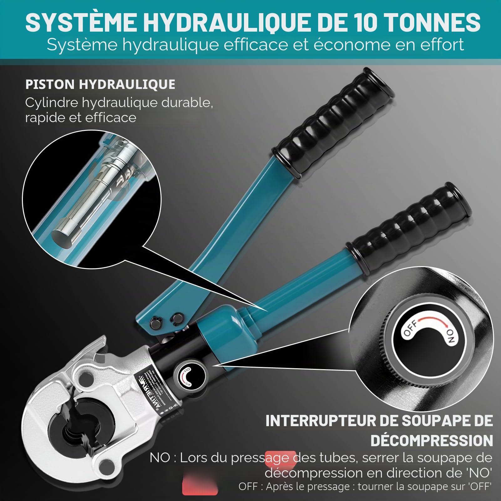 Pince à sertir professionnelle pour tube en cuivre avec contour V et contour TH avec coupe-tube et ébavureur, pince à sertir manuelle, pince à sertir en cuivre, avec V12, V15, V18, V22, V28 et TH16