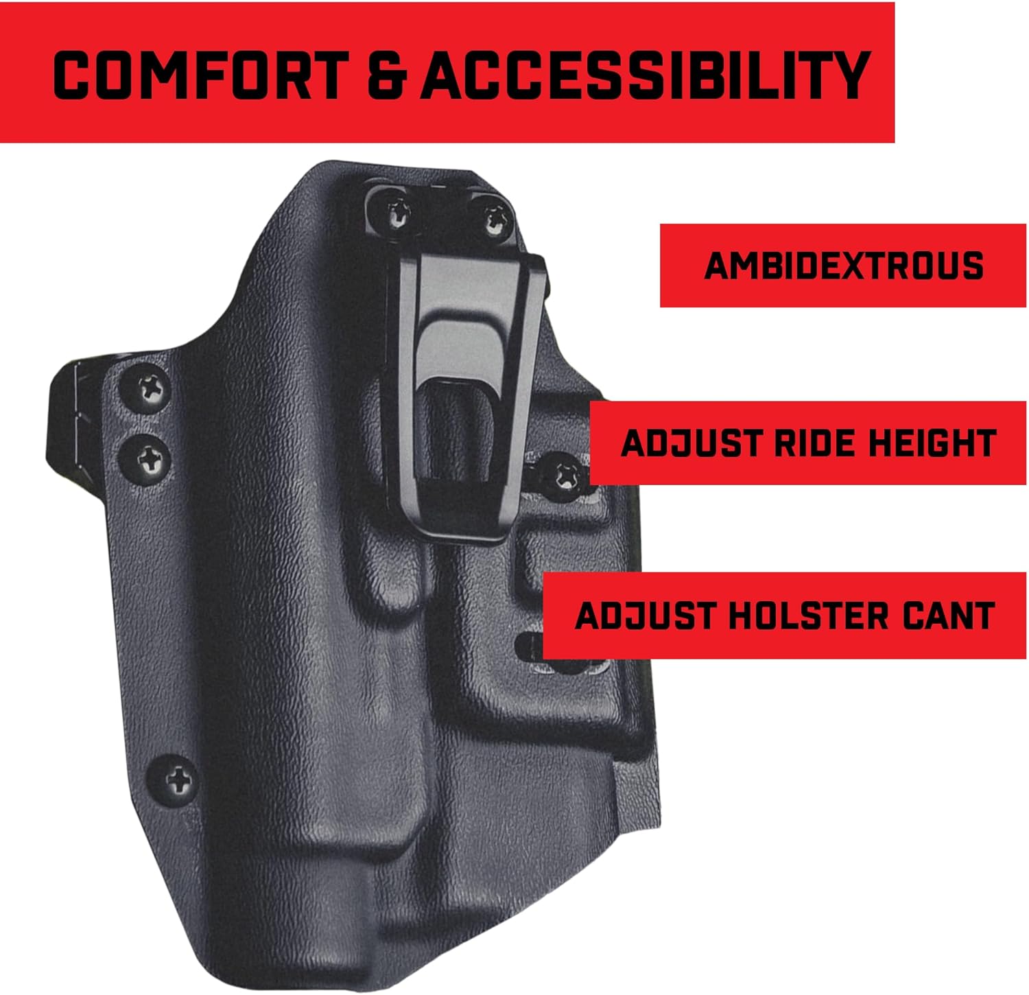 Crucial Concealment® - Ambidextrous Universal Light Holster for TLR-1/TLR-1 HL | Concealment Holster with Light | Adjustable Retention | IWB Holster Clip