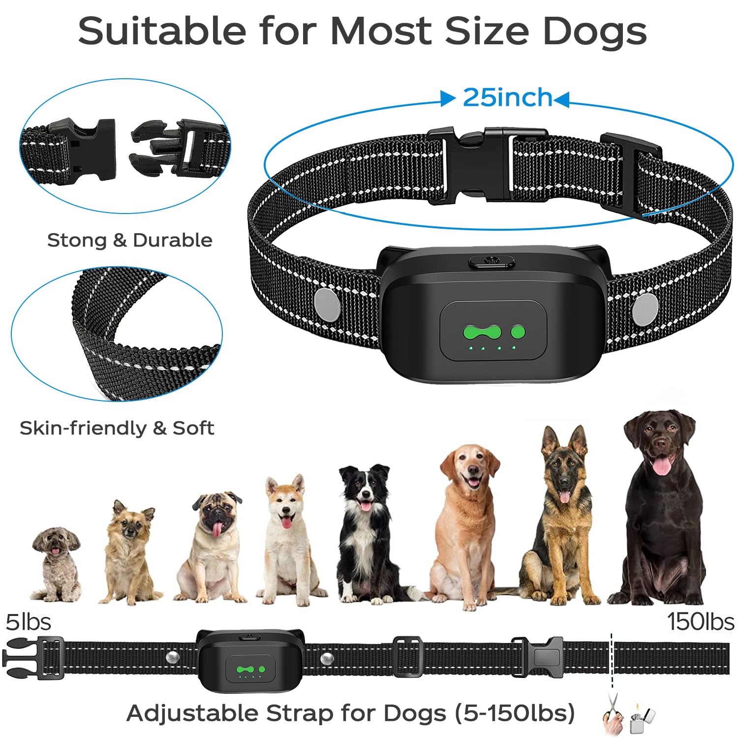 Collare da Addestramento per Cani, 3 Modalità Beep/Vibrazione/Boost Vibrazione, Portata 2600ft, Ricaricabile, Impermeabile IP67, Collare anti abbaiamento con telecomando Per cani di Tutte le Taglie